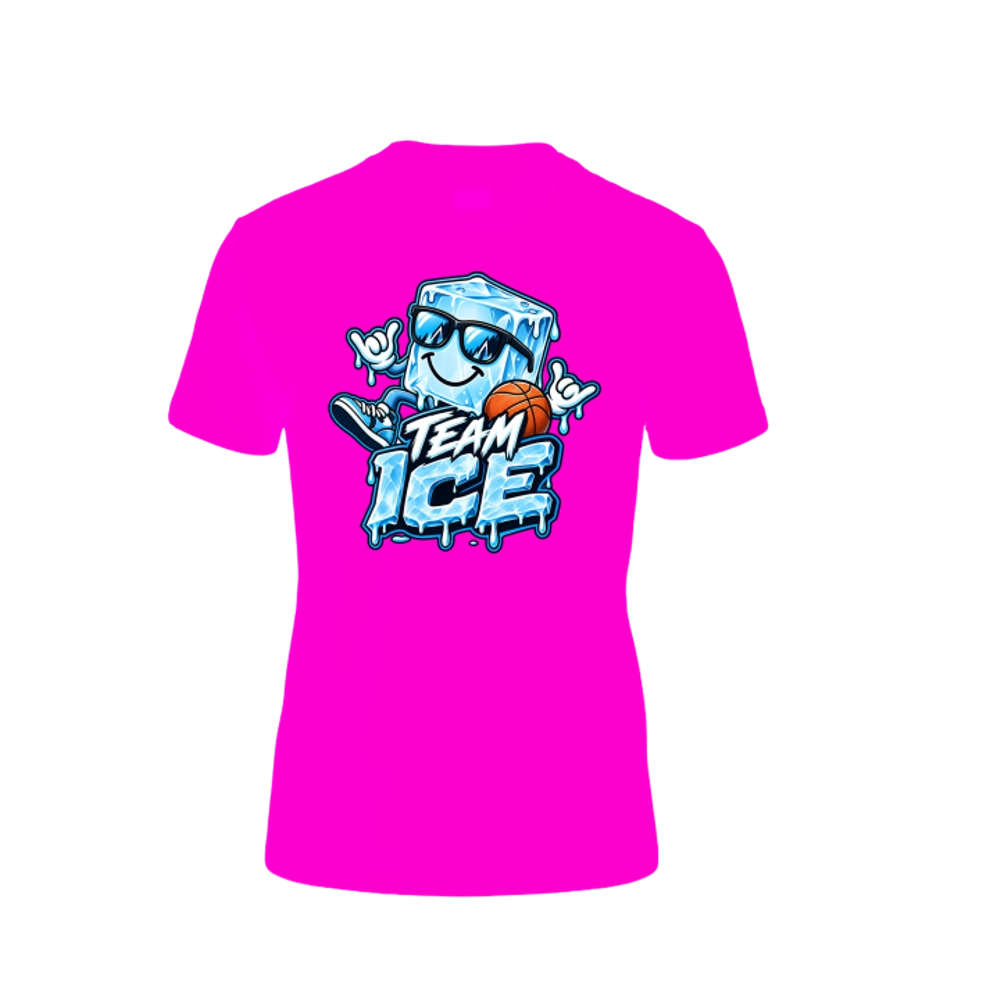Front of the pink Team ICE Cubie tee